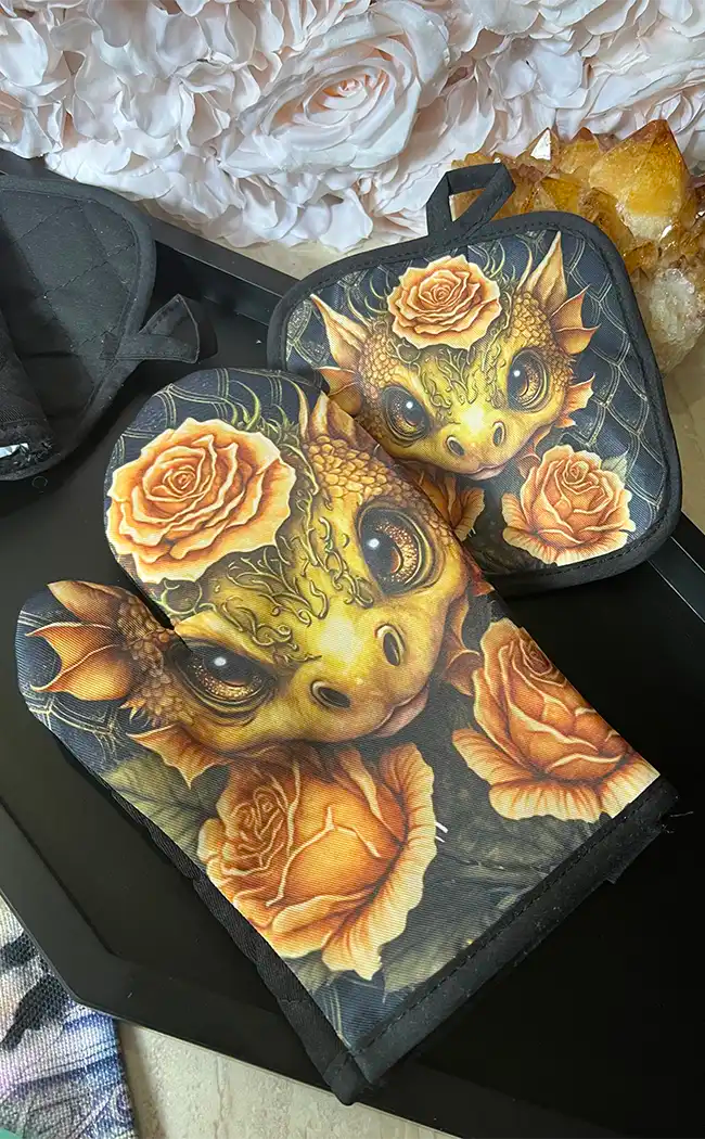 GOLD DRAGON - Oven Mitt Set