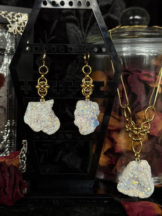 GOLD GLACIER - Druzy Quartz Chunk Pendant Necklace