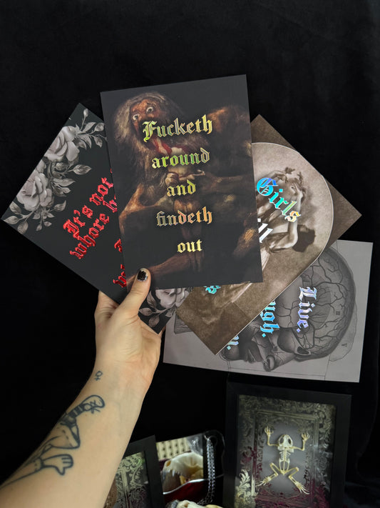 LIVE LAUGH LOBOTOMY - A5 Satin Holographic print