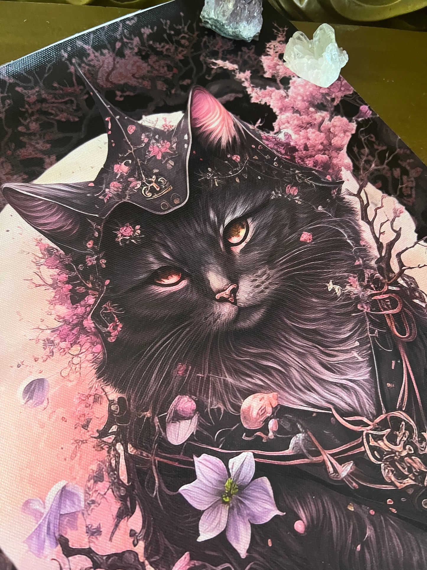 CHERRY BLOSSOM CAT - a3 canvas print