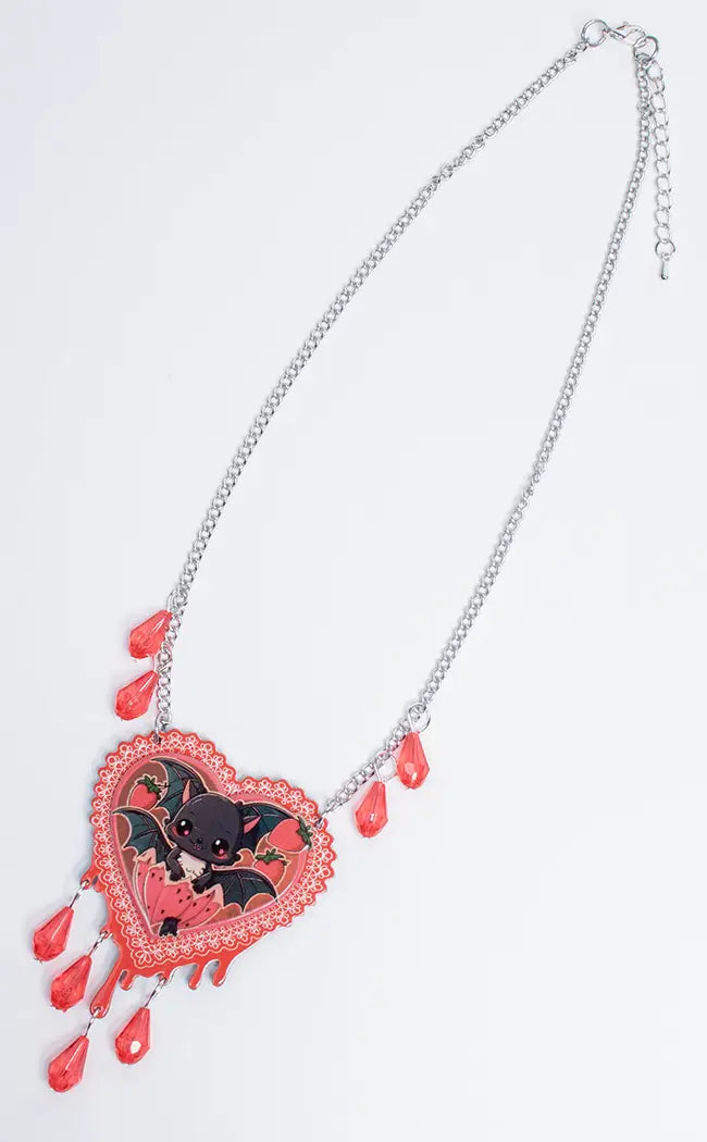 STRAWBERRY SAUCE - Iridescent Blood Drop necklace