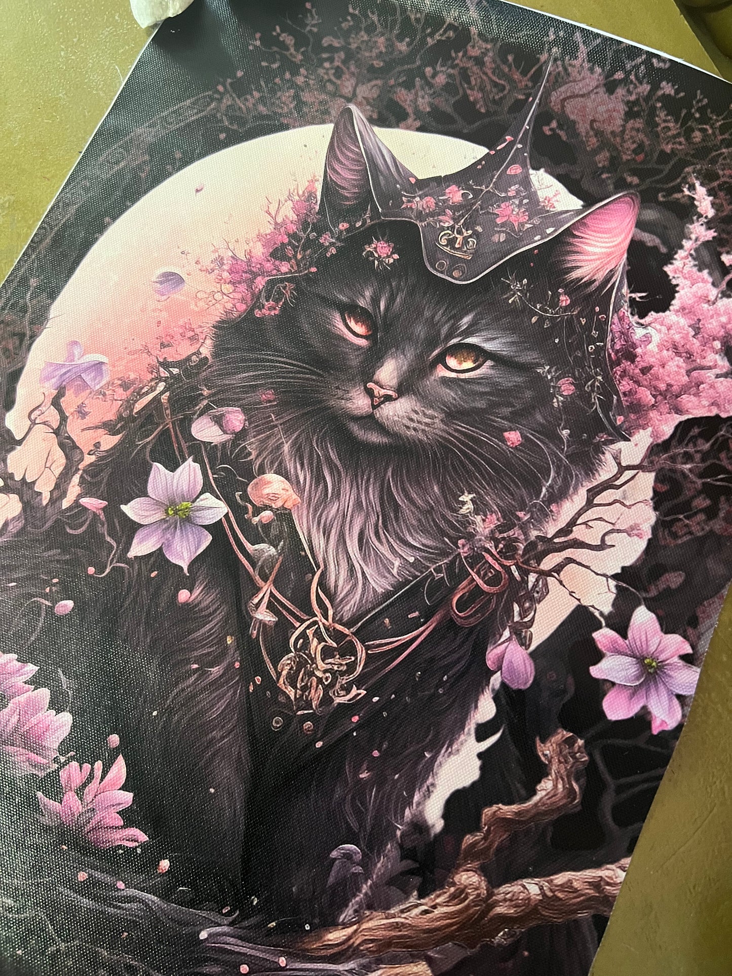 CHERRY BLOSSOM CAT - a3 canvas print
