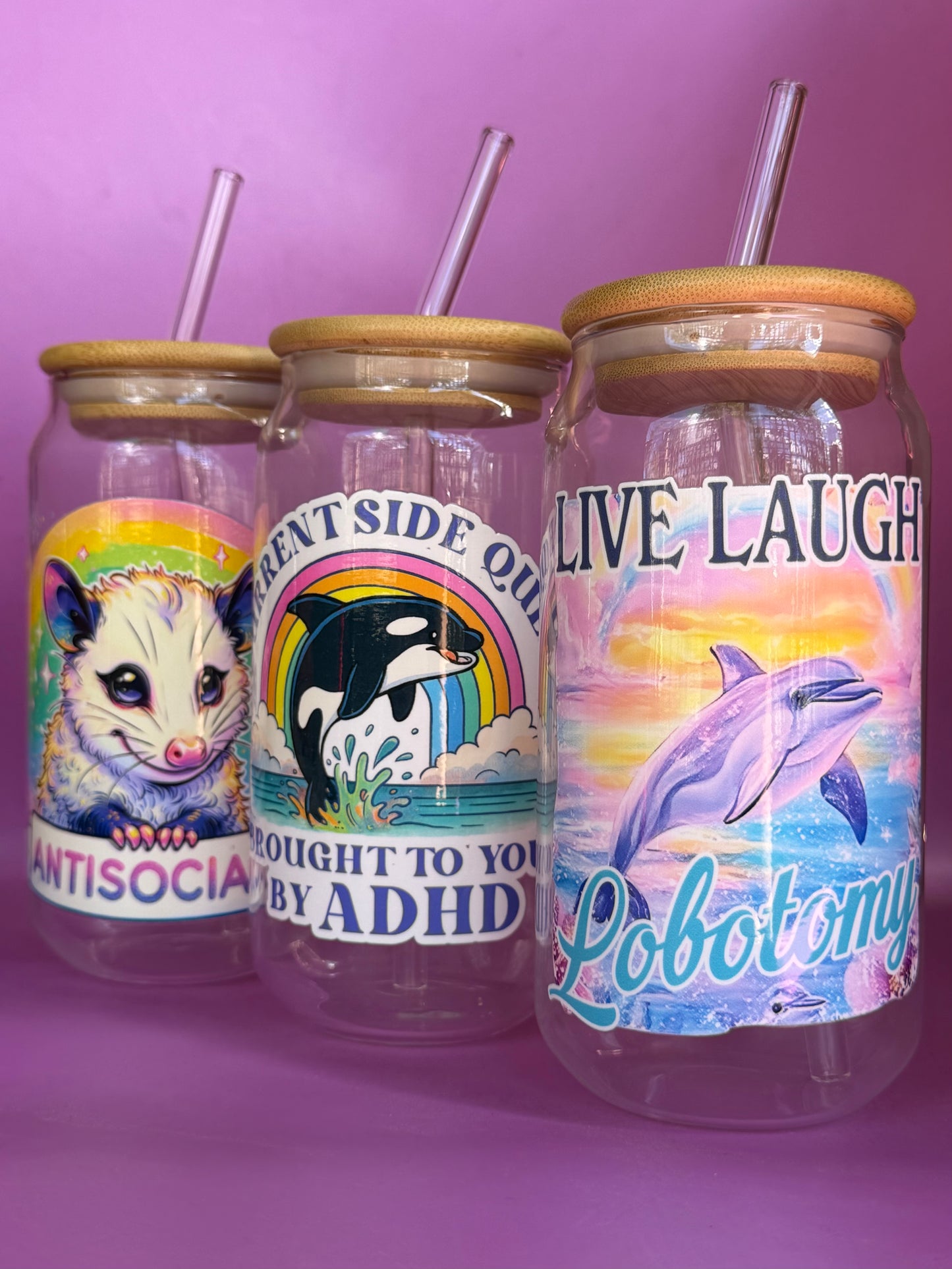 LIVE LAUGH LOBOTOMY - Glass Latte Drink Cup
