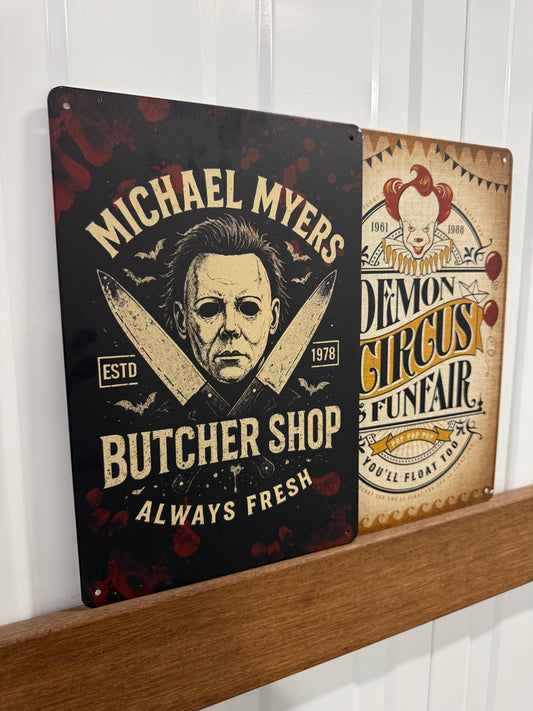MICHAEL MYERS BUTCHER SHOP - Tin Sign
