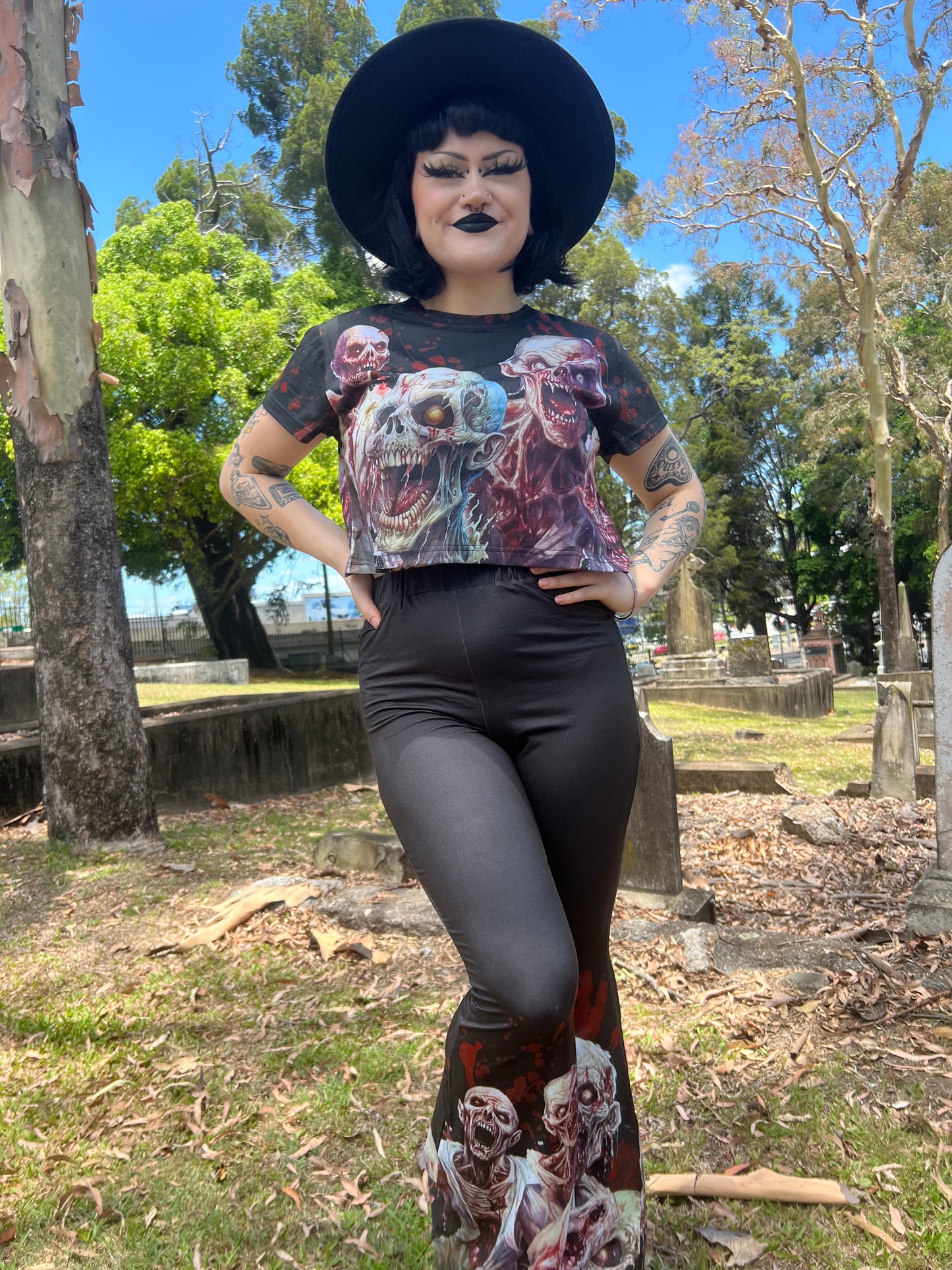 DON'T GET EATEN - zombie attack High waist flares