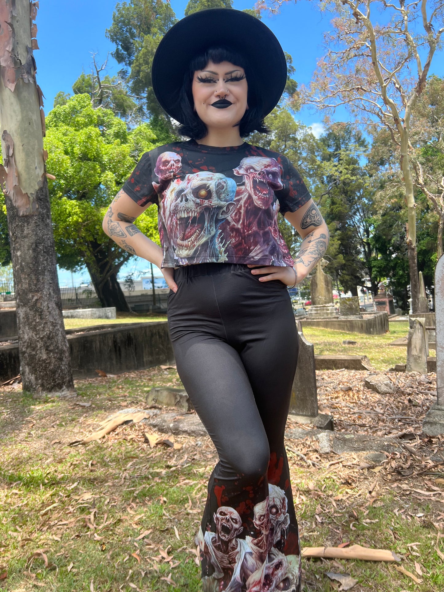 DON'T GET EATEN - zombie attack  High waist flares