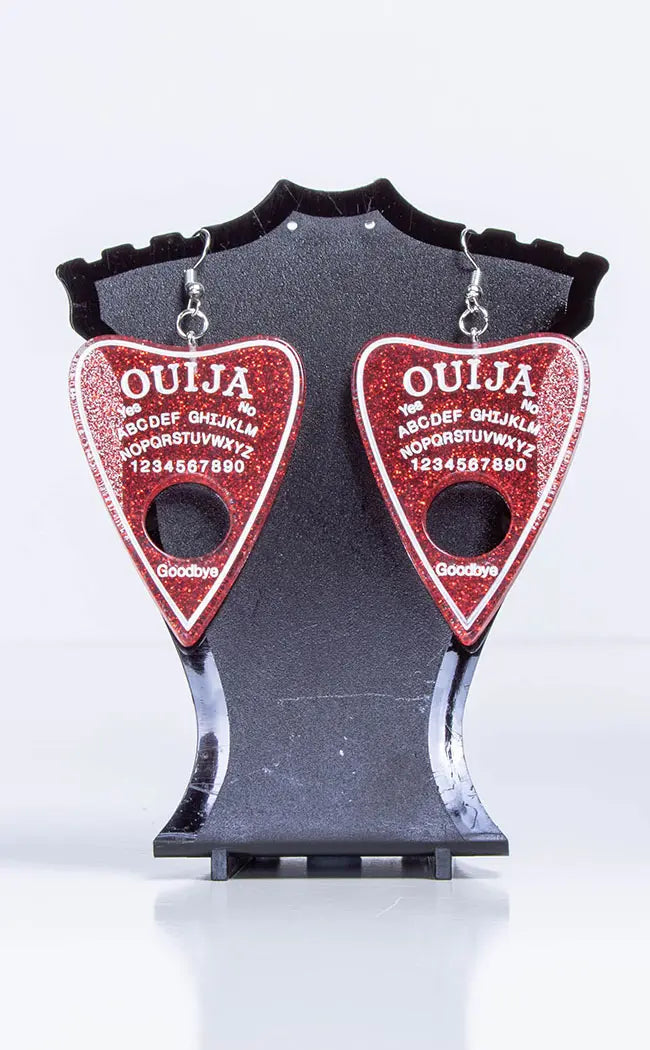 Ouija Planchette Earrings- Redrum Sparkle
