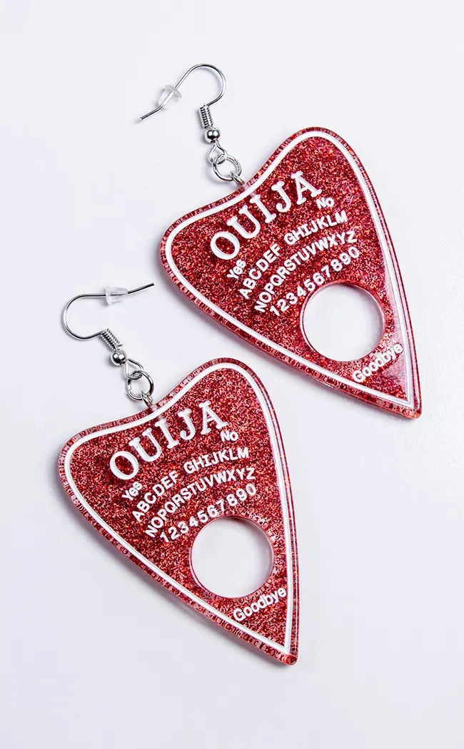 Ouija Planchette Earrings- Redrum Sparkle