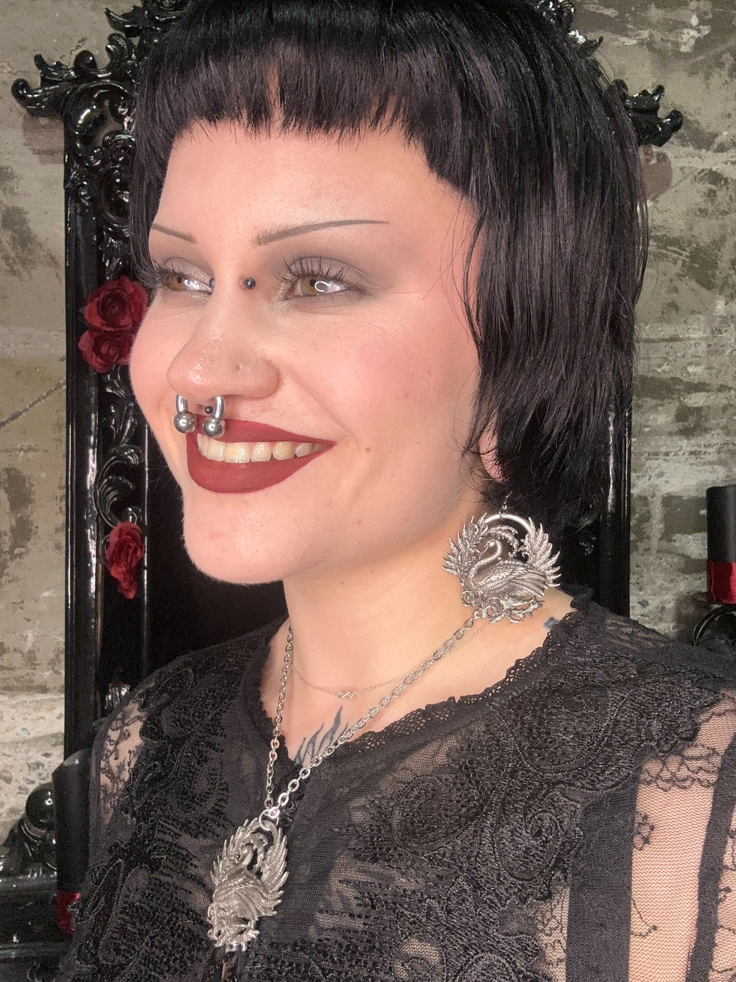 BLACK SWAN - Mother of Hades NIGHT GARDEN Earrings