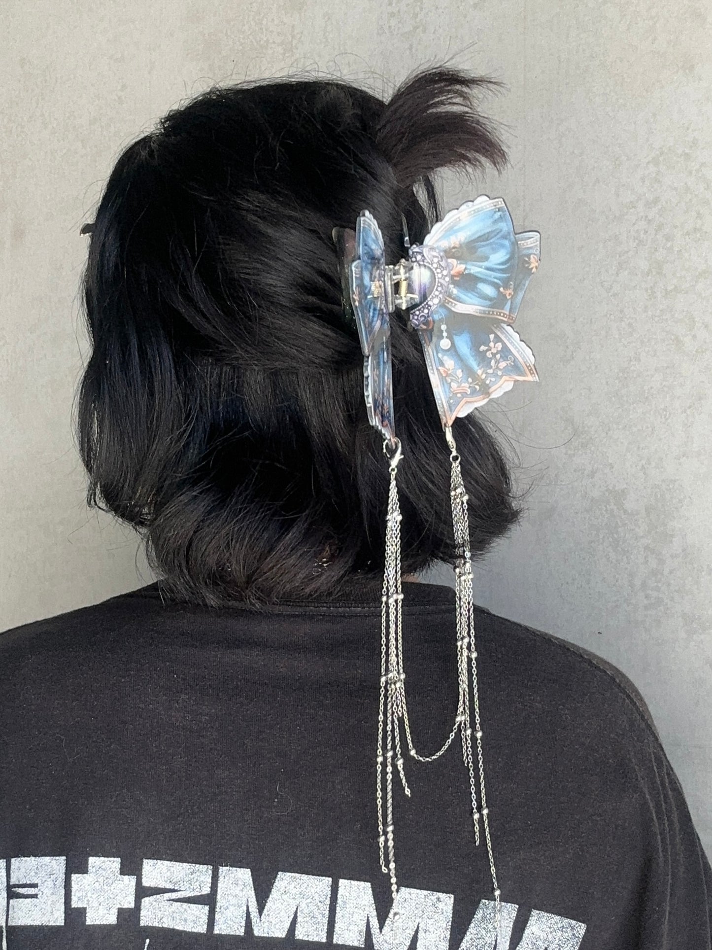 BOW PEEP - Ribbon hair clasp with chain