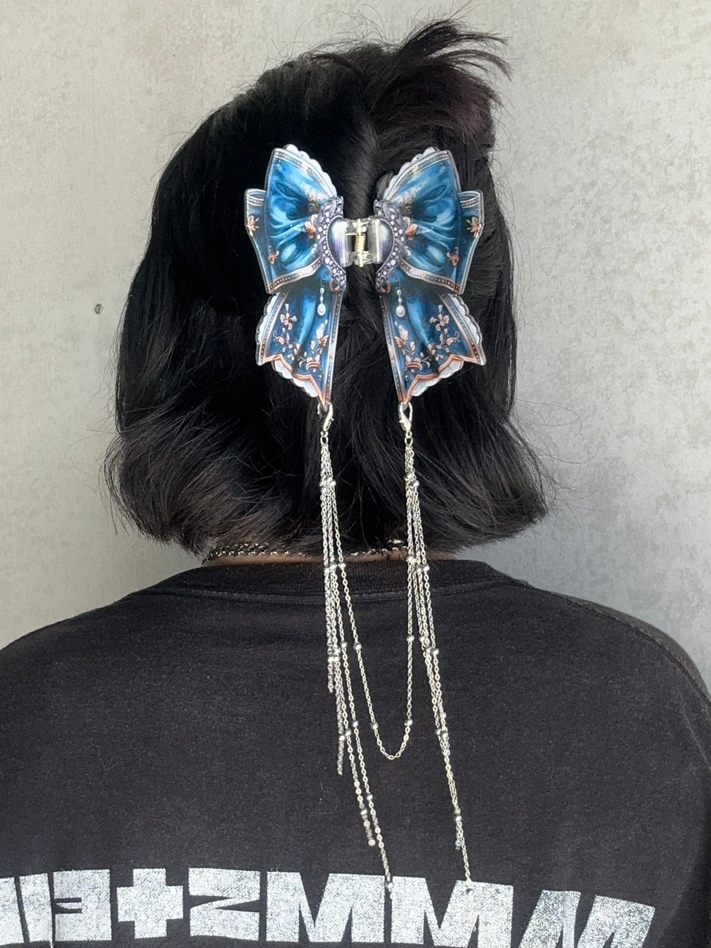 BOW PEEP - Ribbon hair clasp with chain