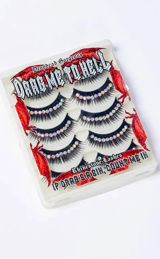 Drag Me To Hell Rhinestone Lashes - Black