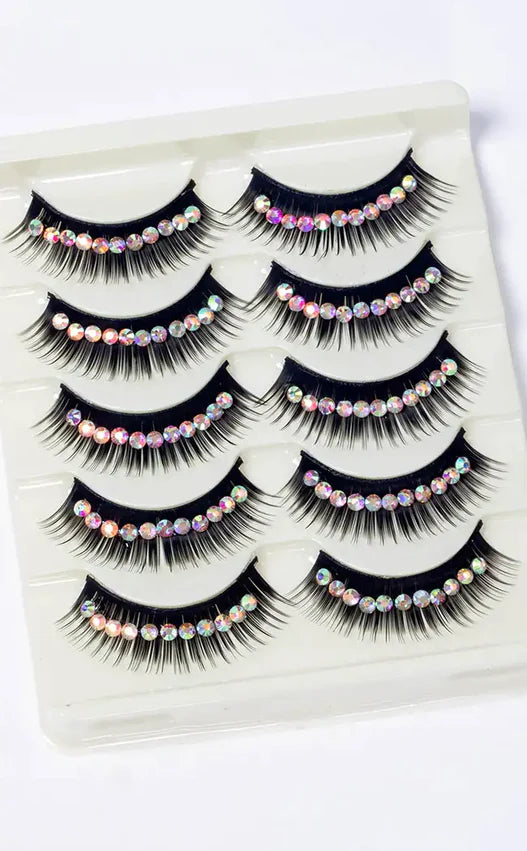 Drag Me To Hell Rhinestone Lashes - Black