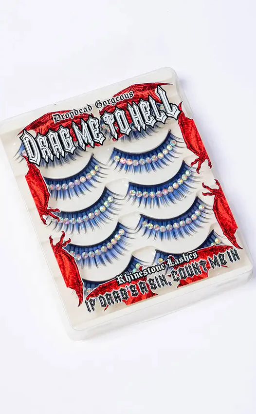 Drag Me To Hell Rhinestone Lashes - Blue
