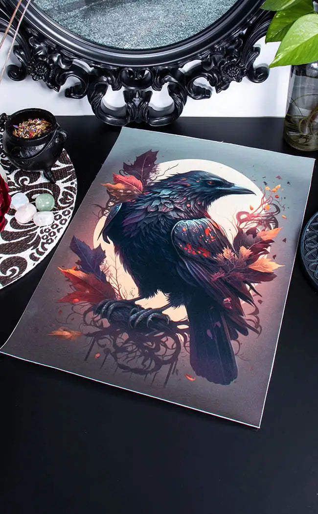 AUTUMNAL CROW - a3 canvas print