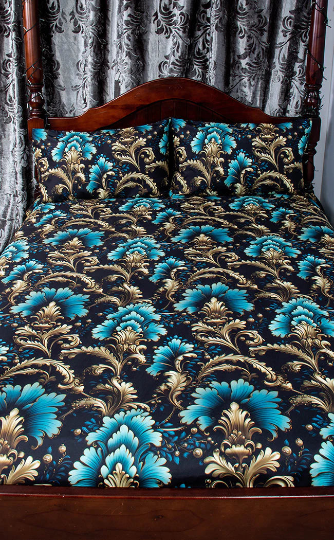 TEAL ROCOCO Quilt Cover Set & Pillowcases