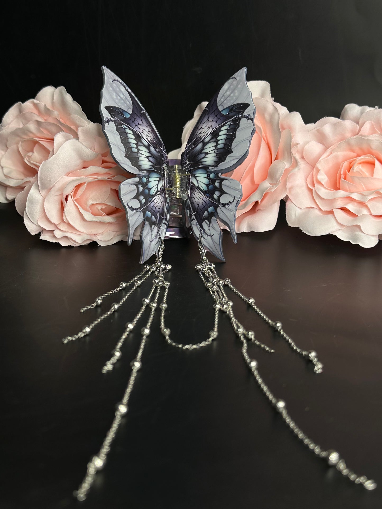 NIGHTSHADE - Butterfly hair clasp with chain