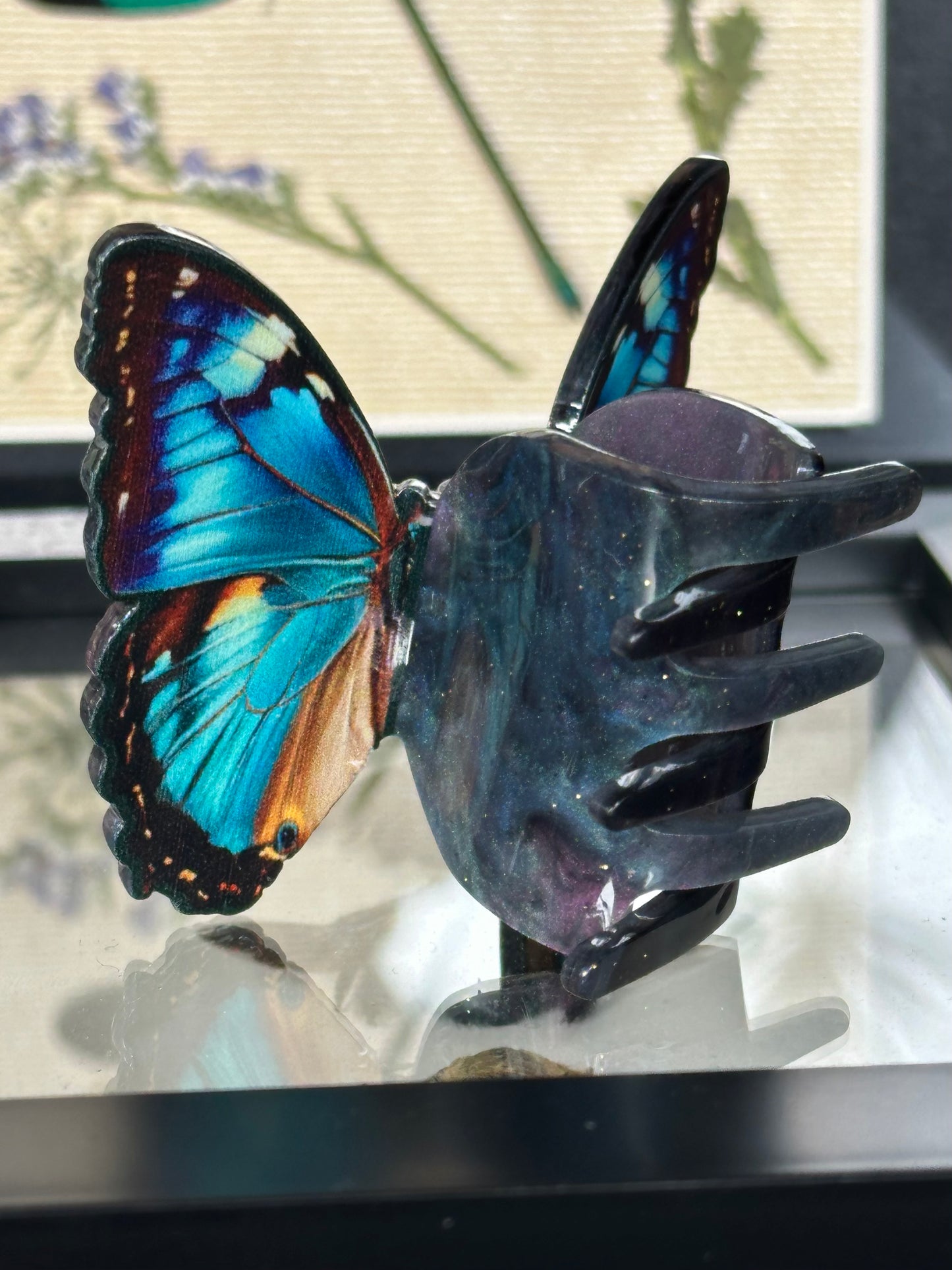 SAPPHIRE BLUE - Twin Butterfly Hair Clip Set