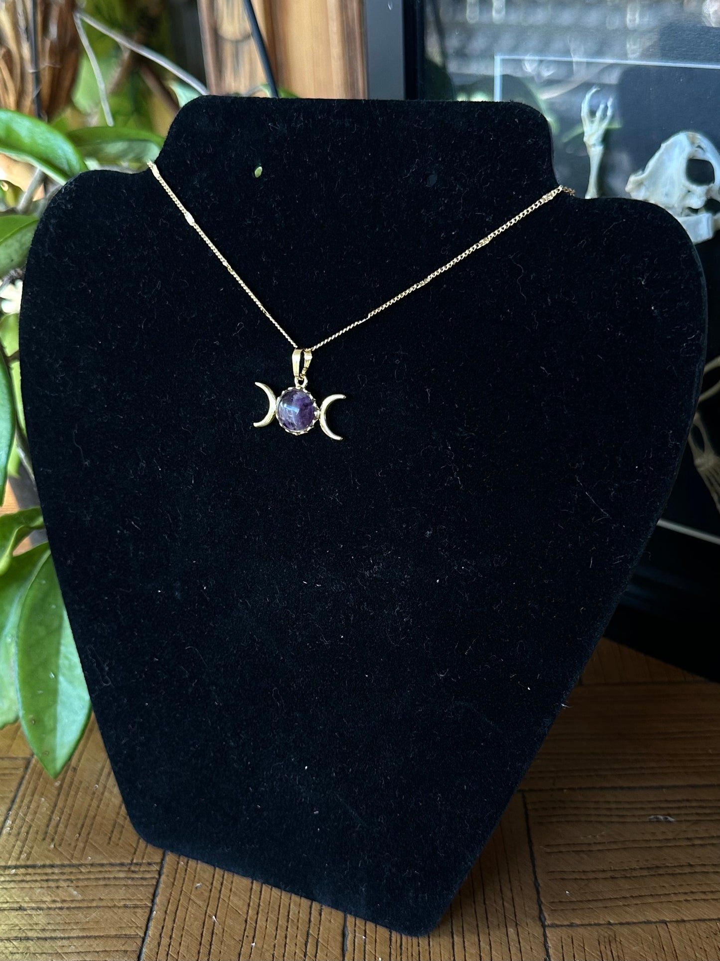 TRIPLE MOON AMETHYST NECKLACE