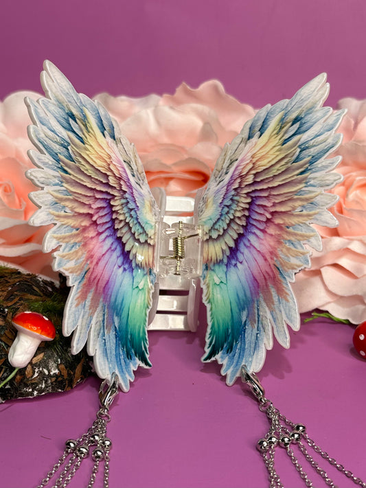 LIKE A PRAYER - Angel wing hair clasp with chain