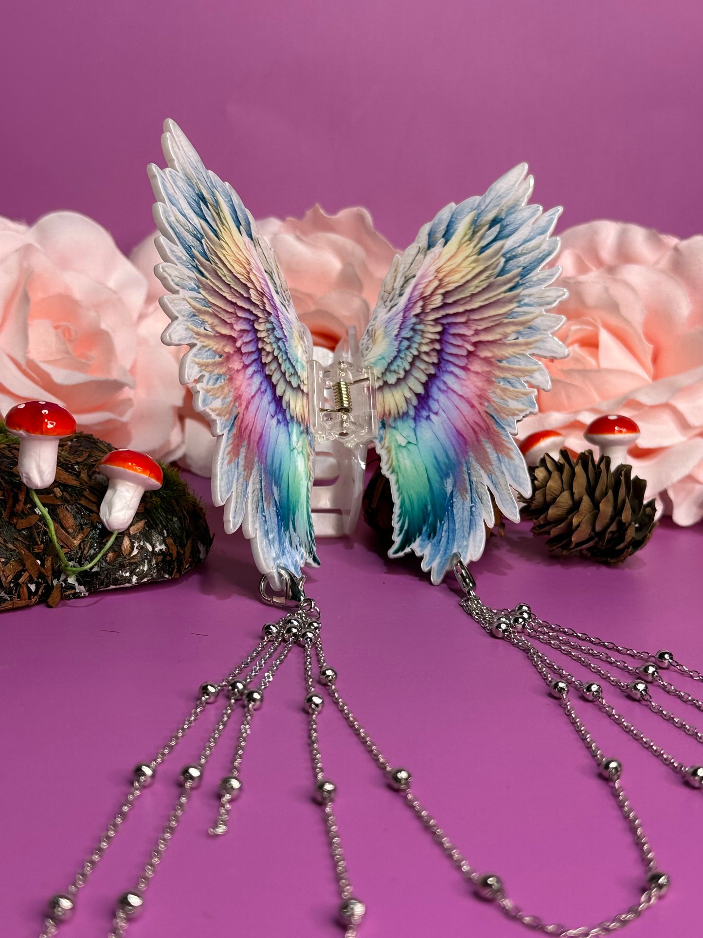 LIKE A PRAYER - Angel wing hair clasp with chain