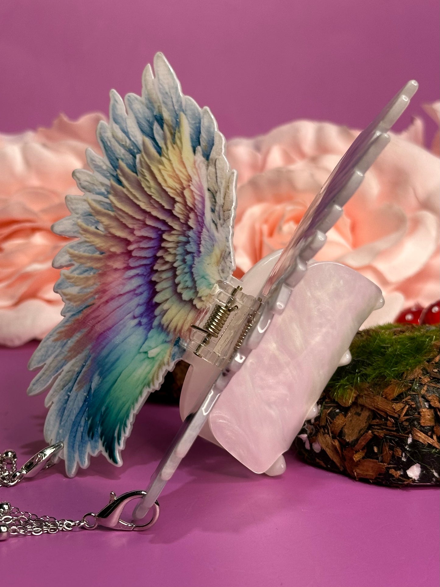 LIKE A PRAYER - Angel wing hair clasp with chain