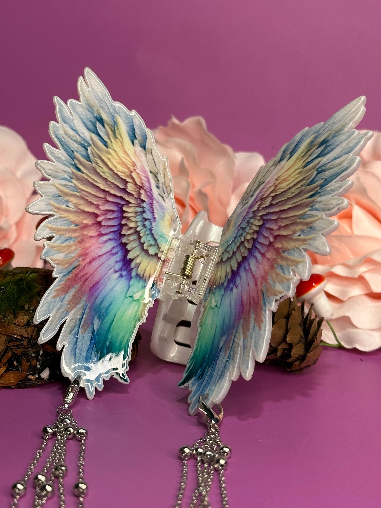 LIKE A PRAYER - Angel wing hair clasp with chain