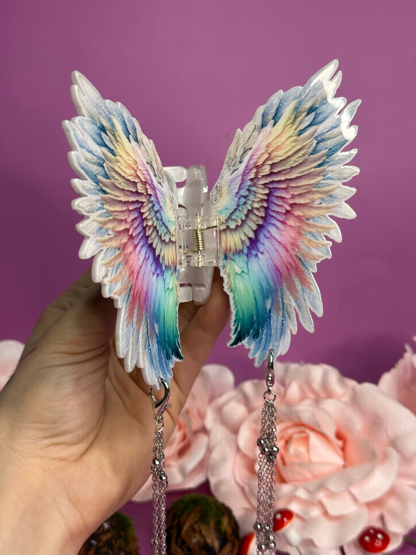 LIKE A PRAYER - Angel wing hair clasp with chain