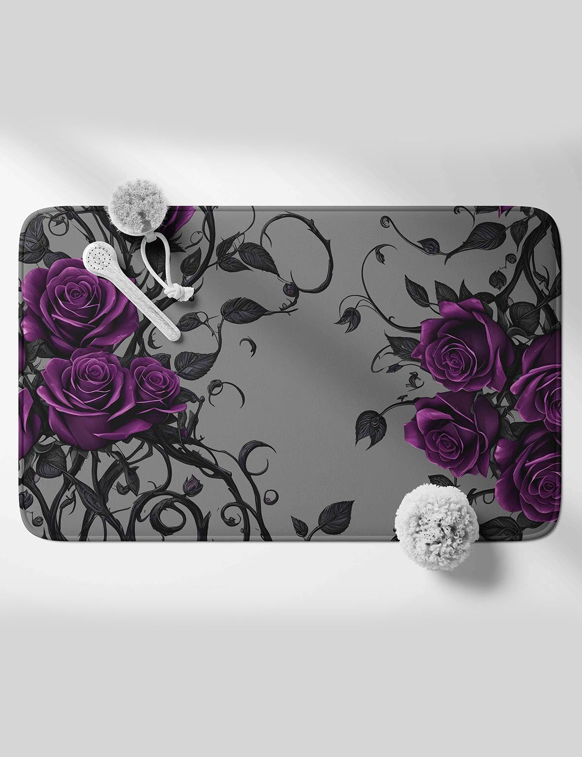 BED OF ROSES - Shower Curtain / Bath Mat Set