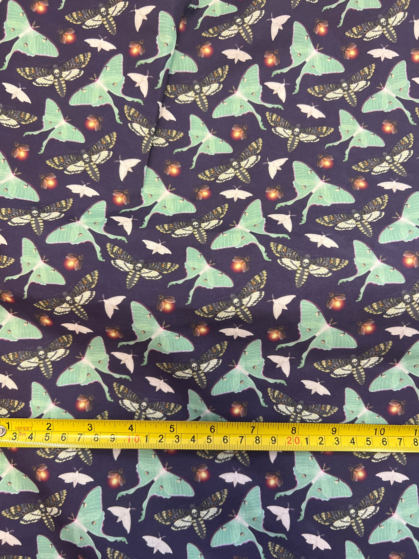 LUNAR MOTH AQUA  - Polycotton Fabric from Japan