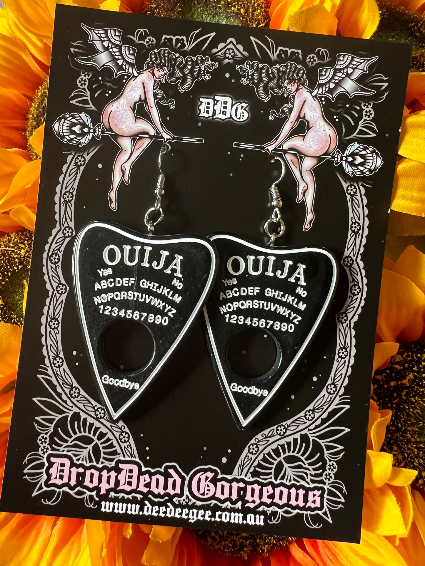 WAKE THE DEAD - Black Planchette Earrings