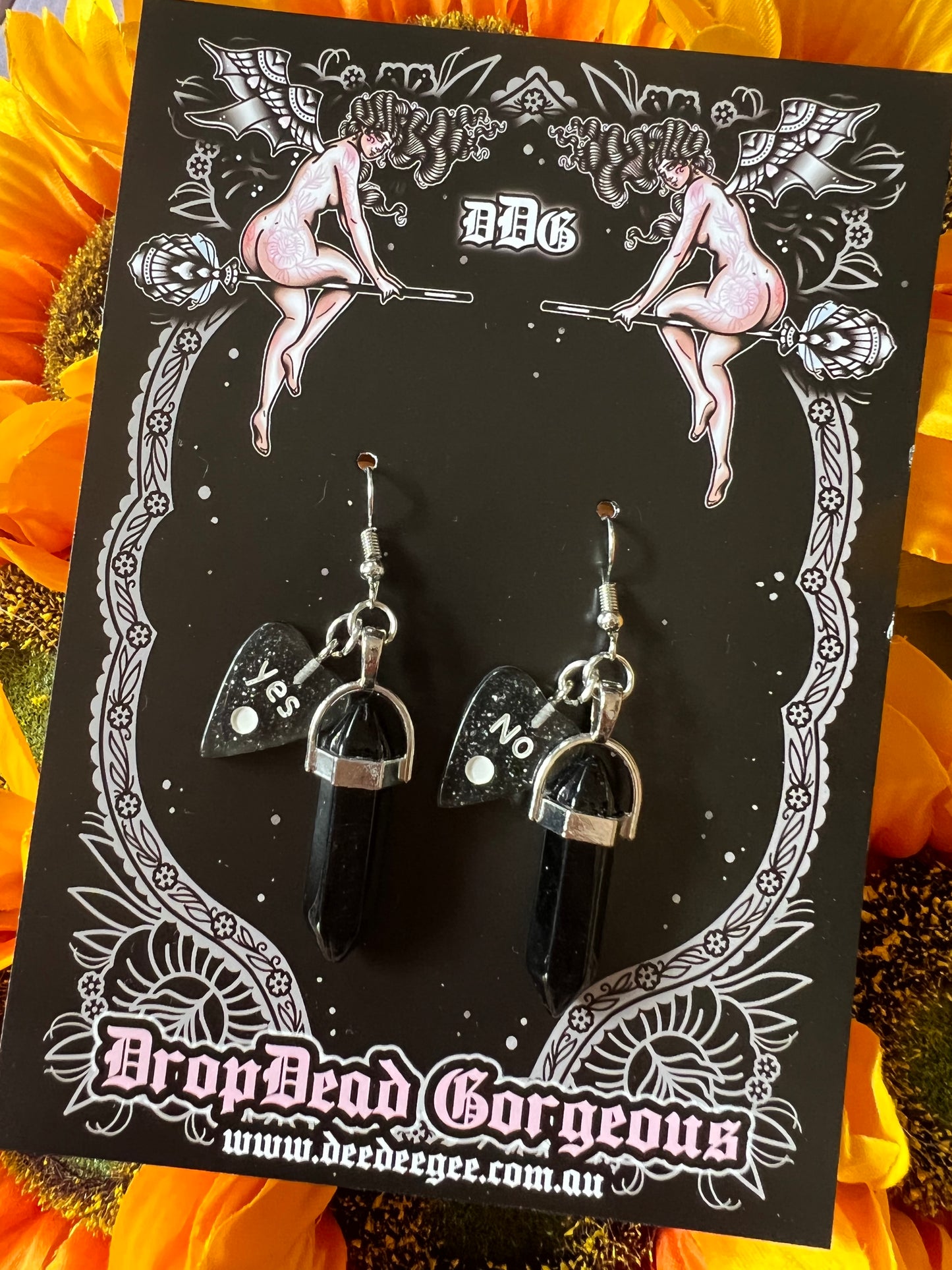 OBSIDIAN - Crystal Charm Earrings