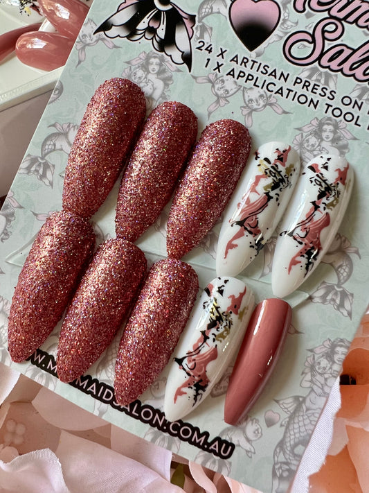 DUSTY ROSE DRIP - Press-On Nail Kit