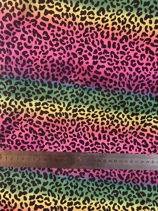 PSYCHOBILLY FREAKOUT - Polycotton Rainbow leopard Fabric