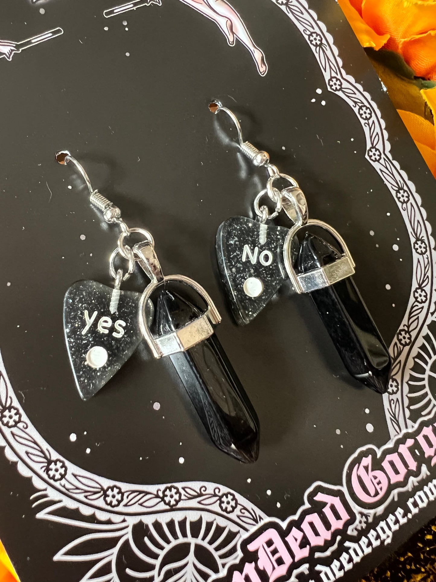 OBSIDIAN - Crystal Charm Earrings