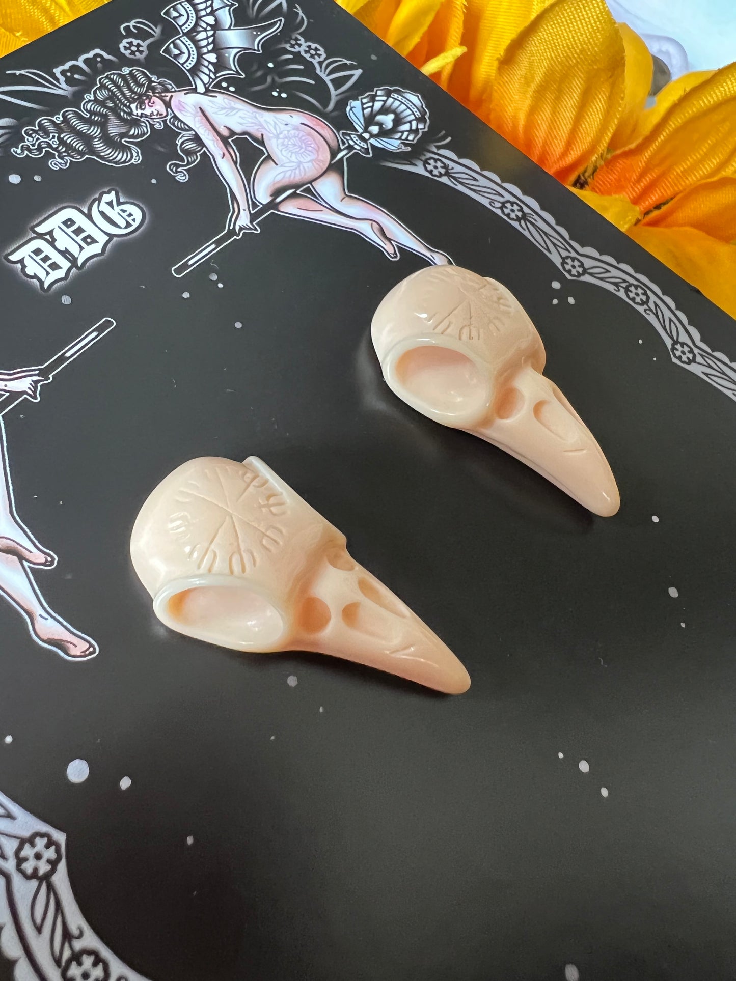 CROW SKULL - Bone Stud Earrings