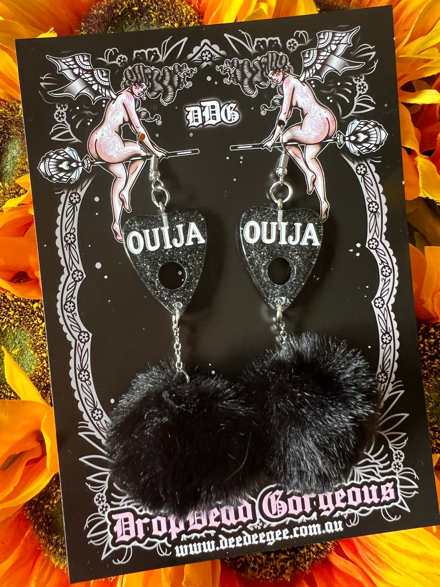 FLUFF GOTH - Black Ouija Earrings