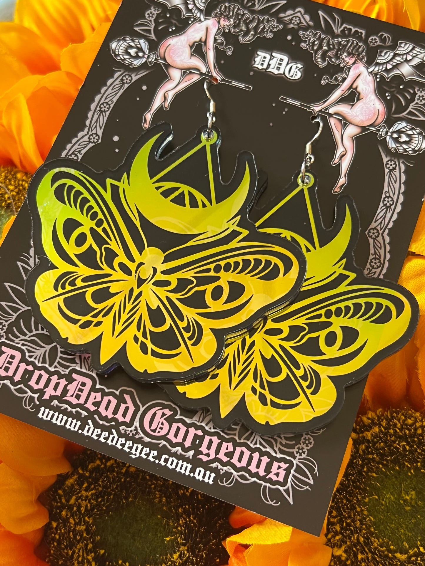 DARK LUNA MOTH Holographic Earring Set