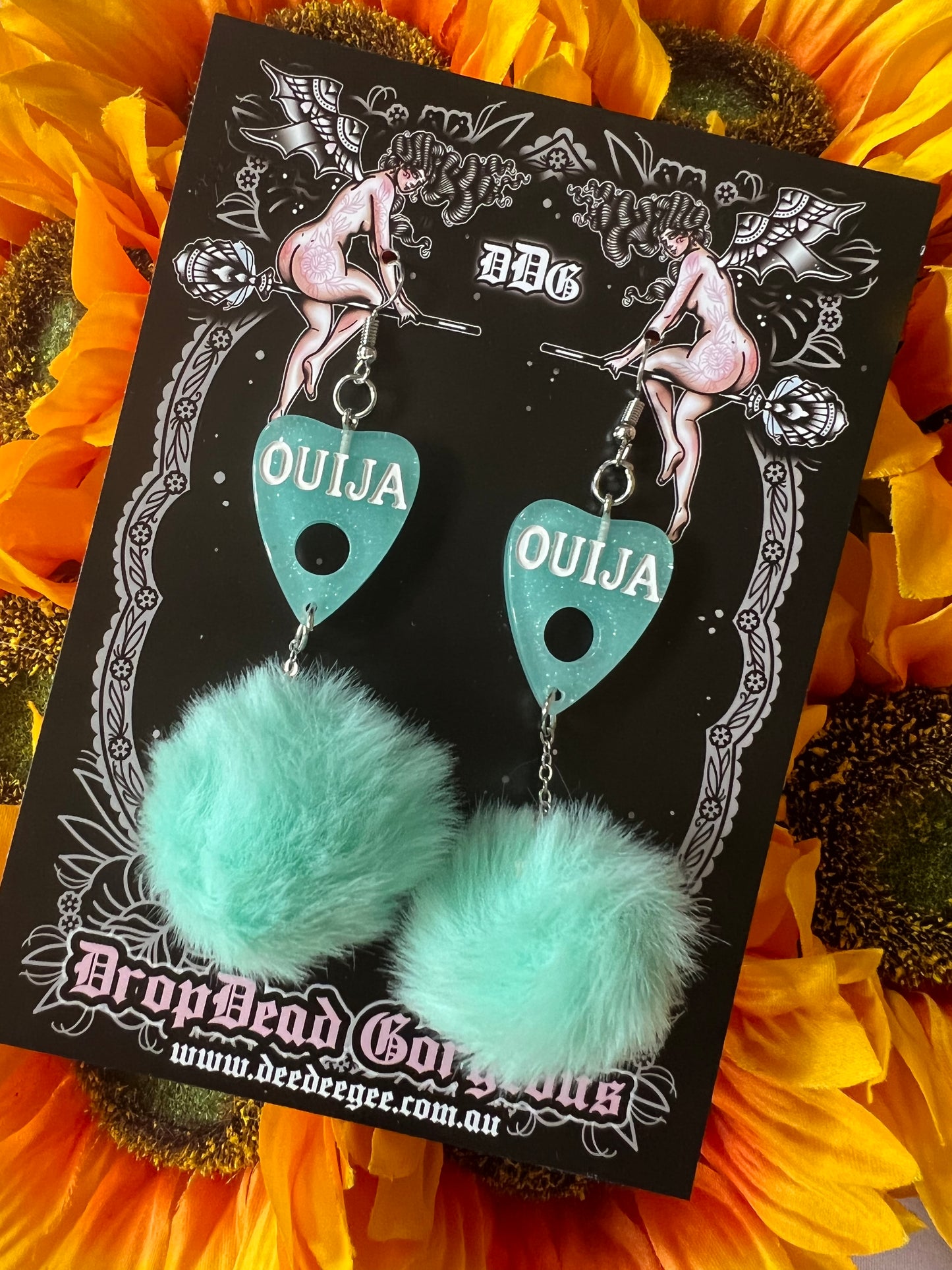 FLUFF GOTH - Aqua Ouija Earrings