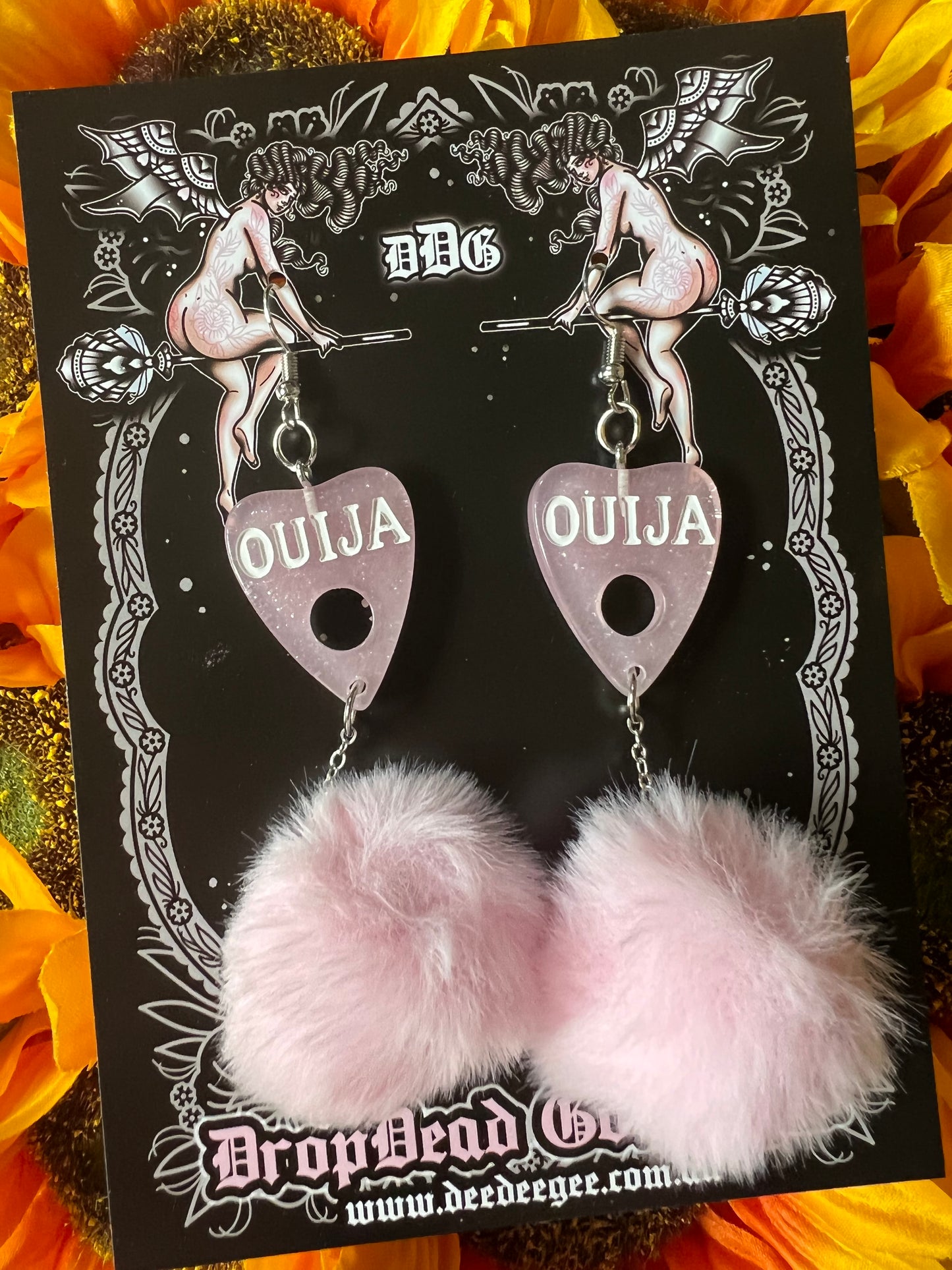 FLUFF GOTH - Pink Ouija Earrings