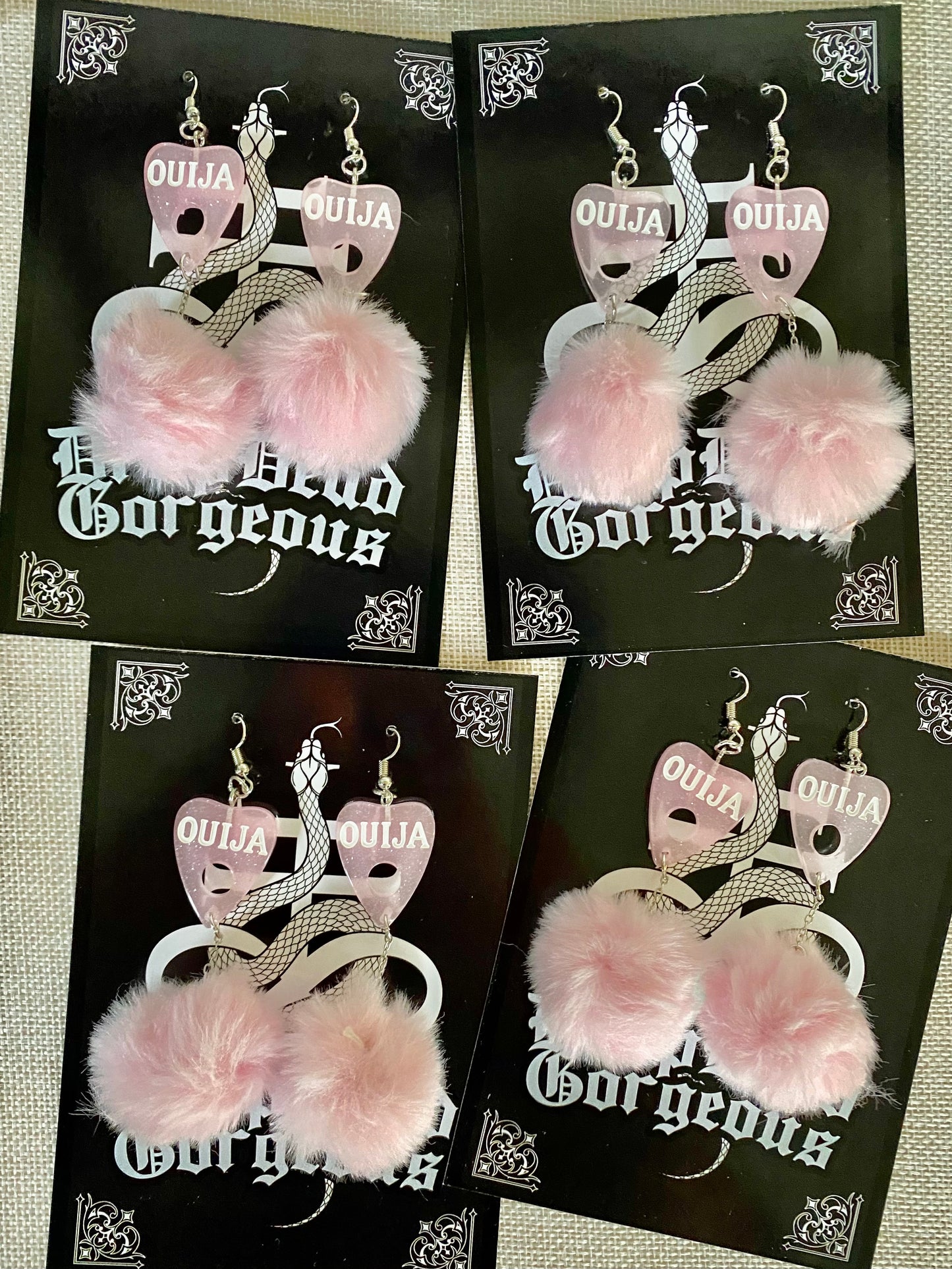 FLUFF GOTH - Pink Ouija Earrings