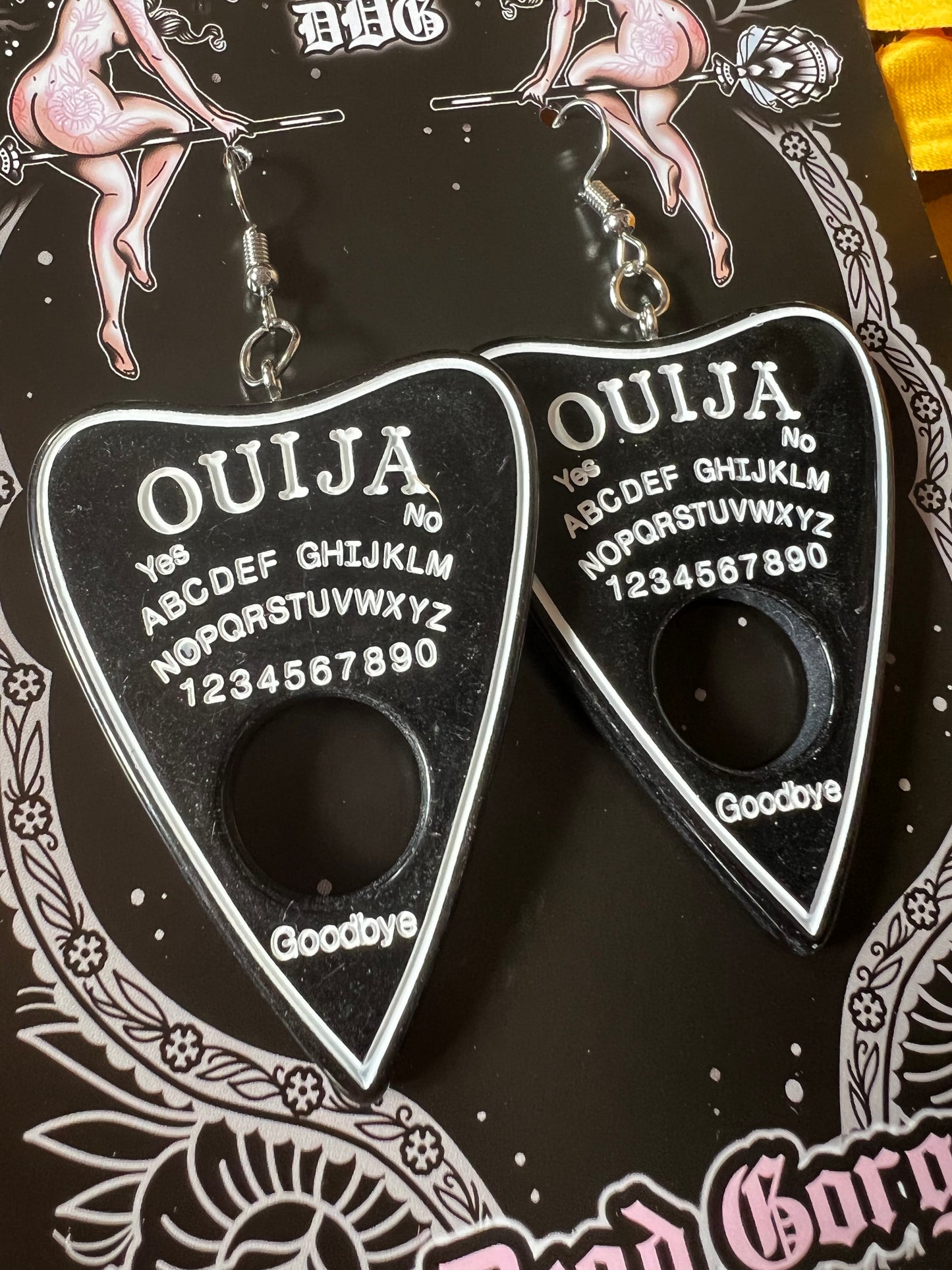 WAKE THE DEAD - Black Planchette Earrings