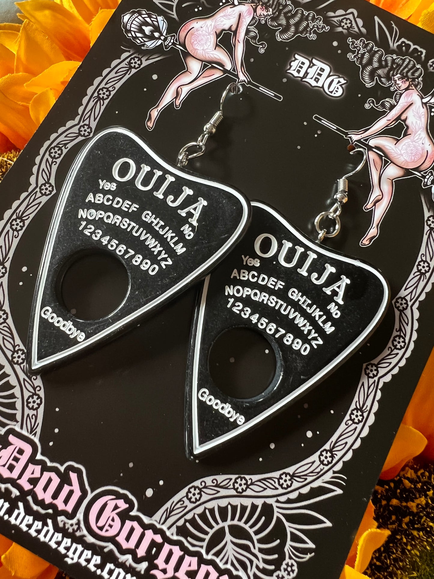 WAKE THE DEAD - Black Planchette Earrings