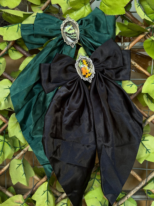 ENCHANTED WING BOW - Genuine Moth Wing Capsule Satin Bow