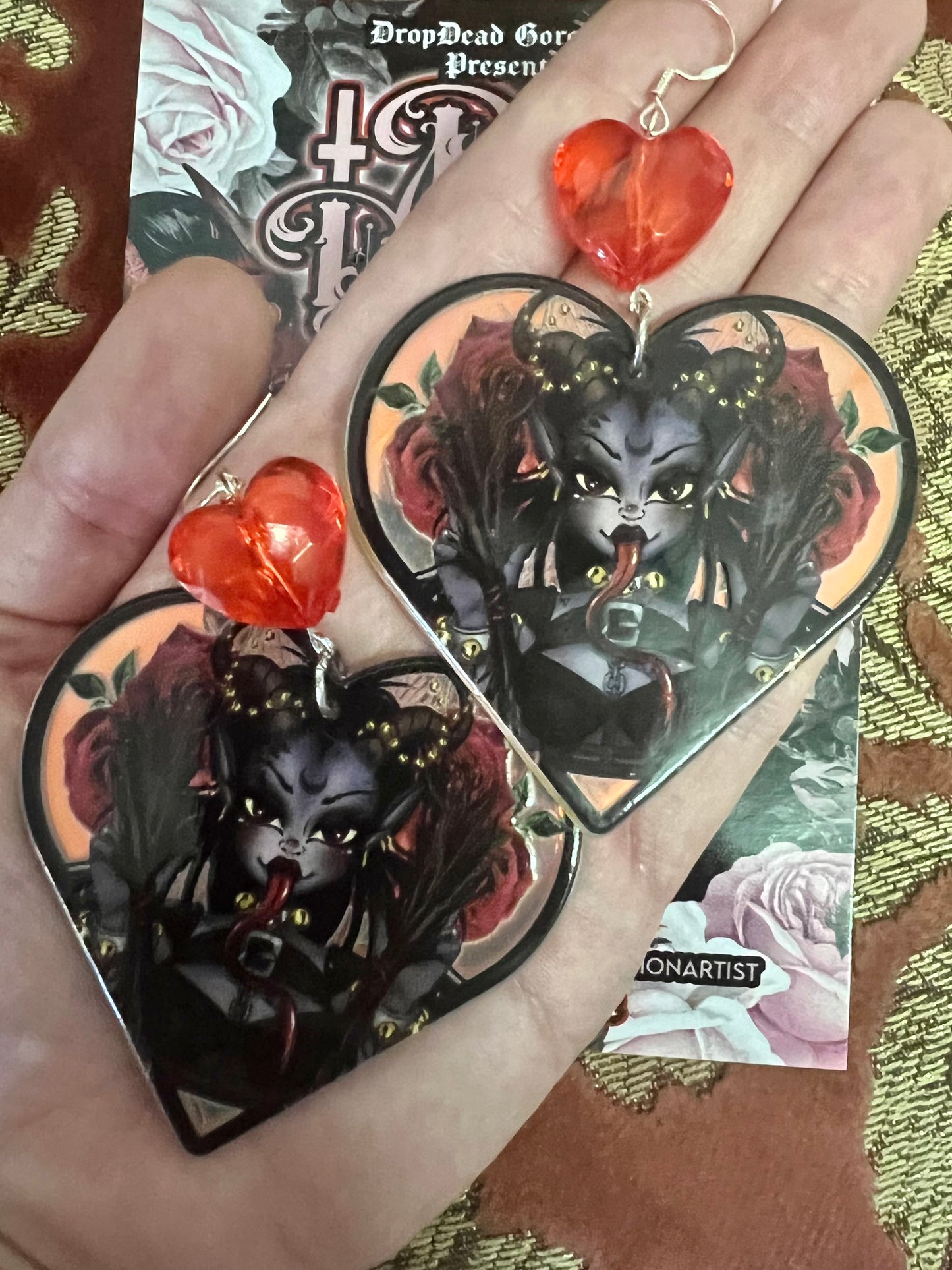 lady Krampus Earrings - Rose Demon
