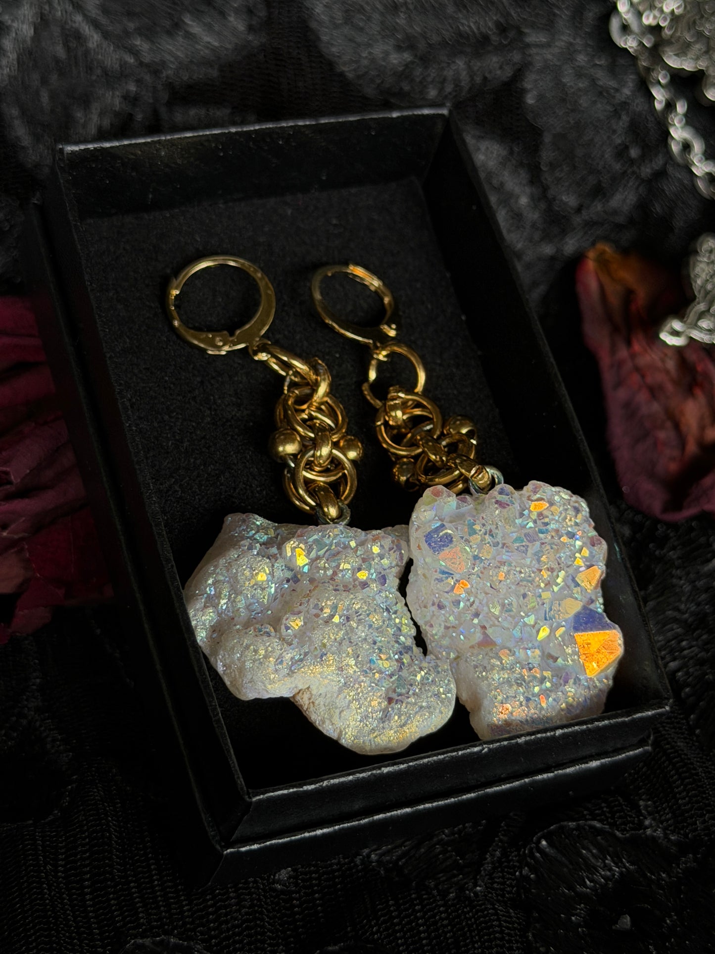 GOLD GLACIER - Druzy Quartz Chunk Ear Hanger