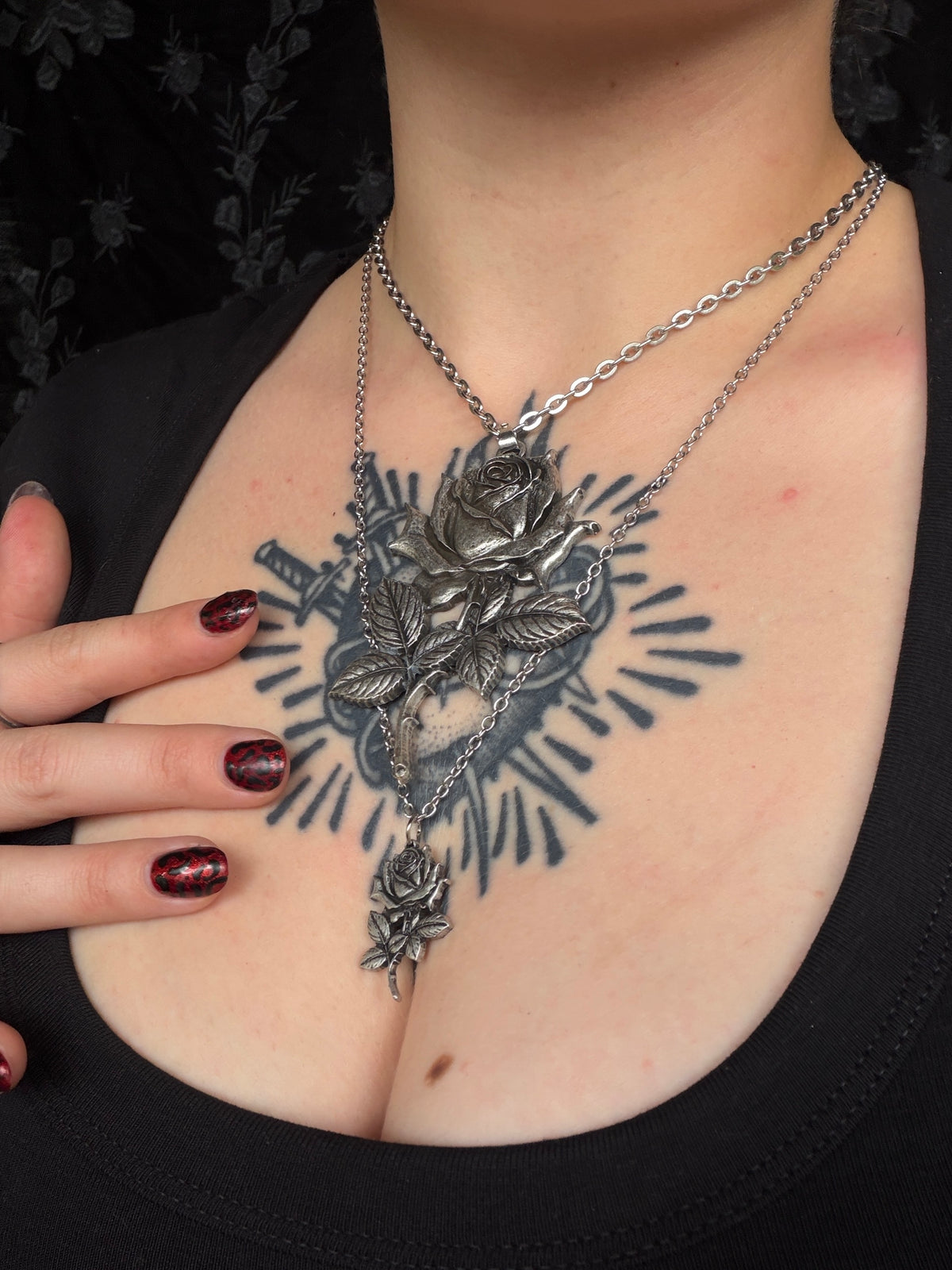 CONDOLENCES ROSE - Mother of Hades Rose Necklace