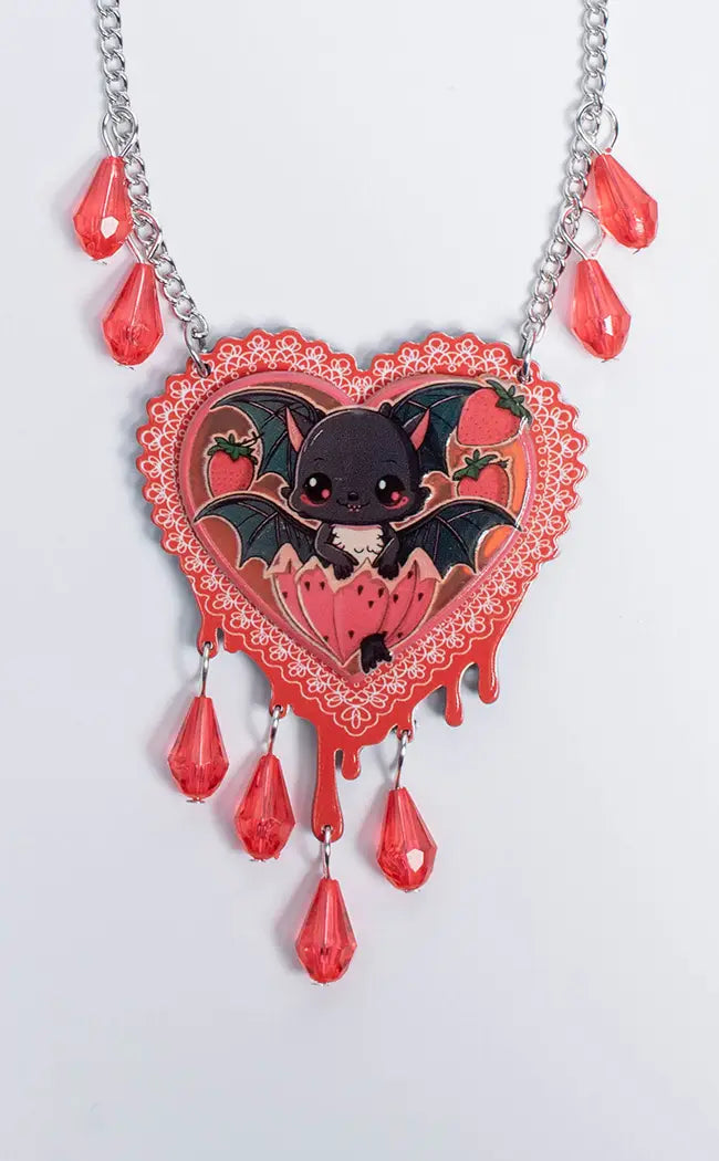 STRAWBERRY SAUCE - Iridescent Blood Drop necklace