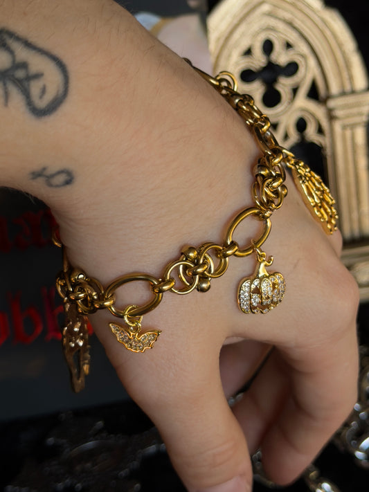 SALEM CALLING - Mother of Hades Gold Plated Halloween Charm Bracelet
