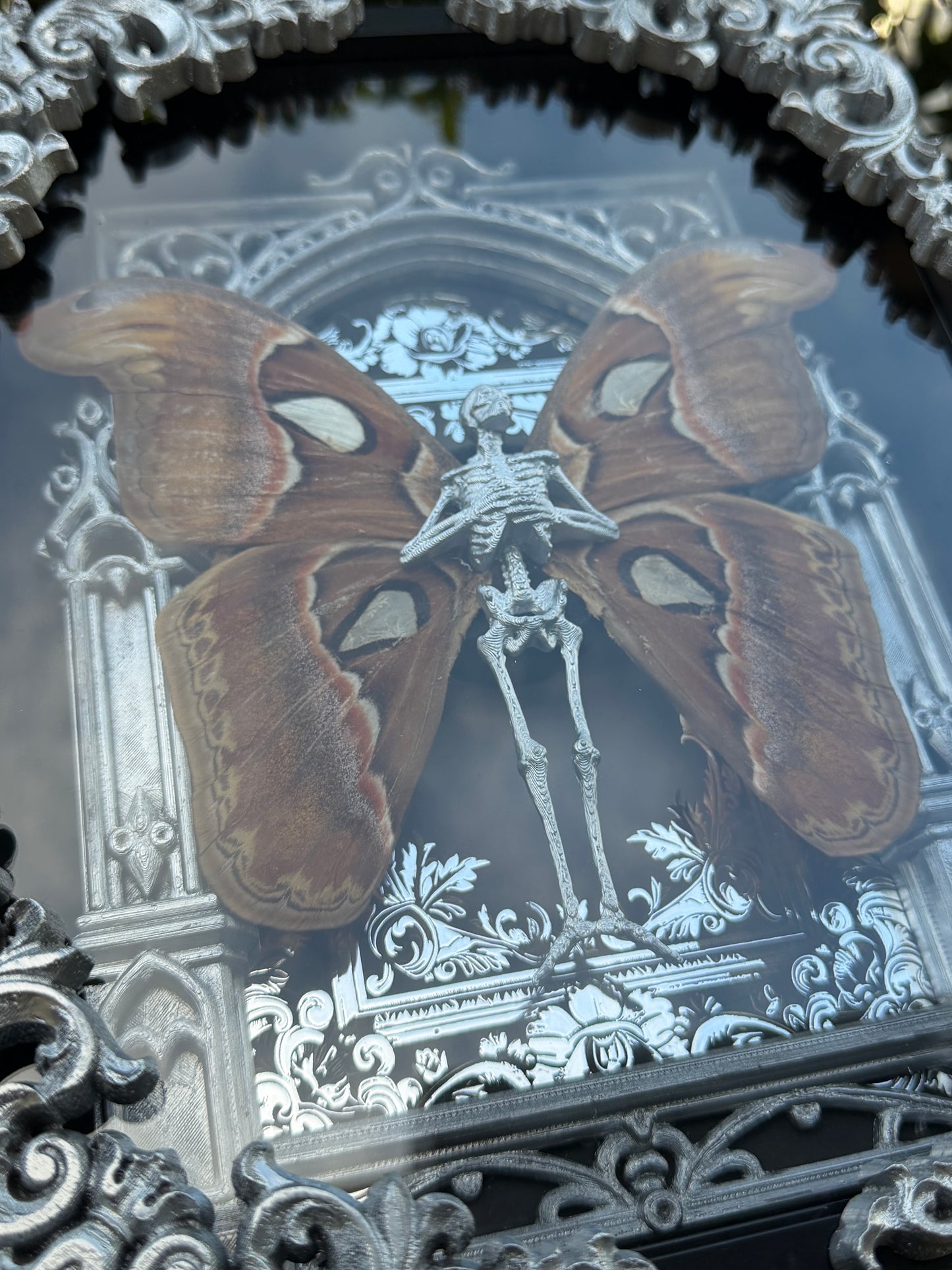 SILVER ATLAS MOTH MAUSOLEUM - Mother of Hades Dead Fairy Frame